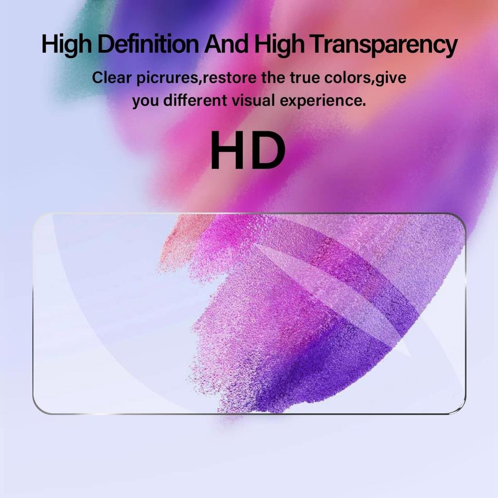 BIG FACE Galaxy S21 FE Tempered Glass Screen Protector + Camera Lens Protector [ 2 + 2 Pack ][Fingerprint Unlock] [Anti-Scratch] [Case Friendly]