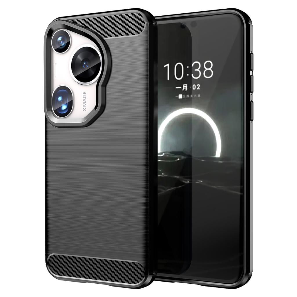 For Huawei Pura 70 Ultra Case Carbon Fiber Texture Soft TPU Slim Phone Cover