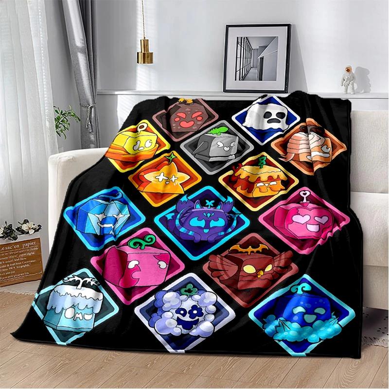 2025 New Style B-Blox Fruit Cartoon Flannel Blanket,Soft Throw Blanket for Home Bedroom Bed Sofa Travel Cover Kid Gift