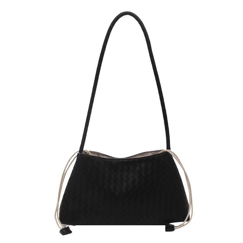

Retro Pu Crossbody Bag For Women With Woven Design And Magnet Closure For Daily Use чёрный