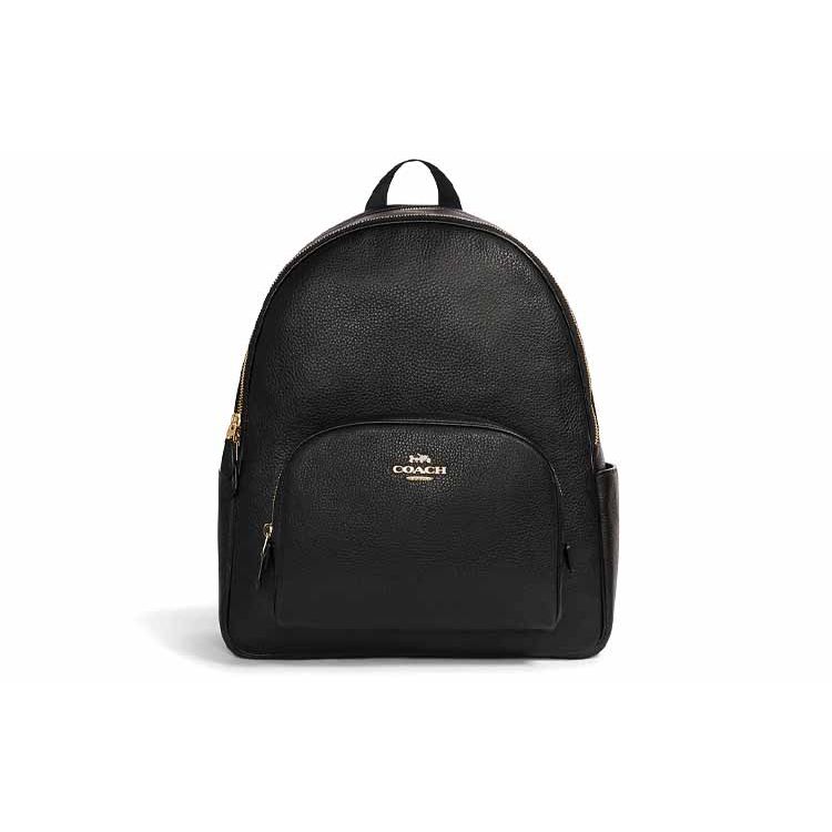 

Coach Court 33 Zipper Closure Logo Leather And PVC Backpack Large Men Backpack Black 5669-IMBLK Basic Set (Bag+Dust Bag)