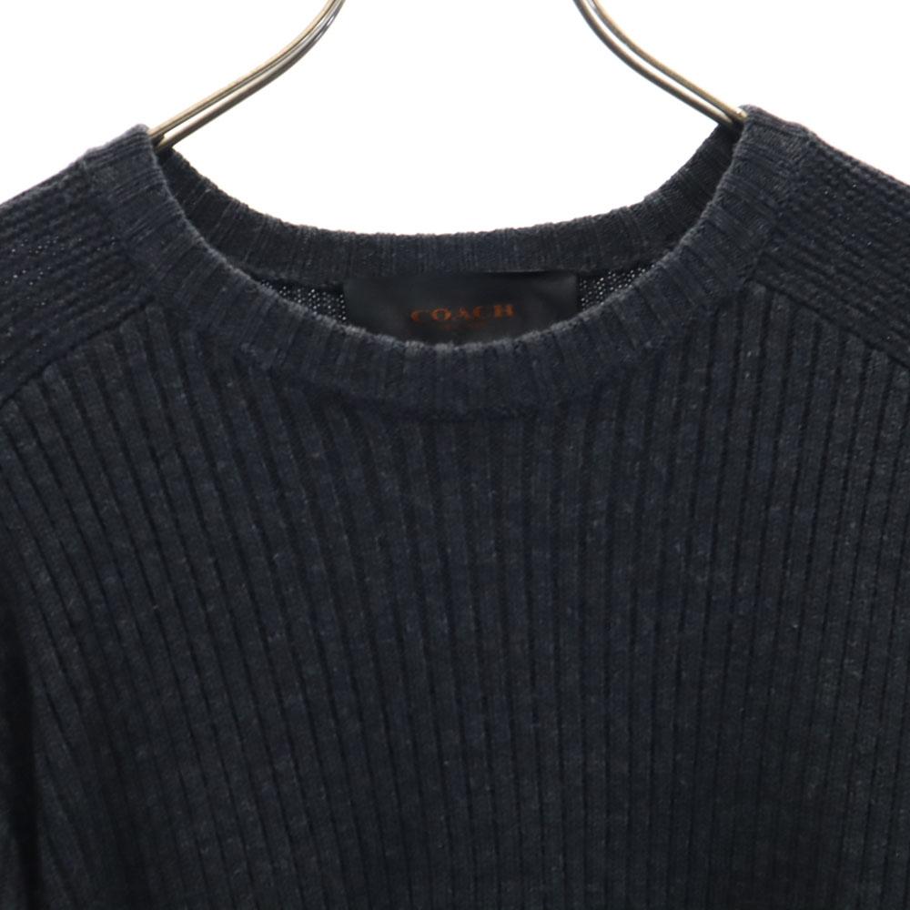 COACH wool Long sleeve Elbow patch sweater XS black knit Men's Used