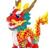 Guochao Chinese Dragon Large Educational Building Blocks - Qilin Puzzle Ornament, High-Difficulty Fortune Dragon Toy Gift