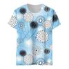 Women's Summer Flower Print Round Neck Short Sleeve T-shirt Top