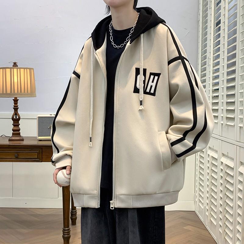 Trendig huvtröja för män: Lös casual sweatshirt för vår/höst, mångsidig långärmad topp