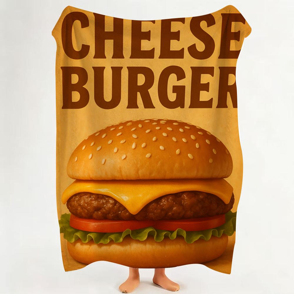 Food H Hamburger P Pizza Throw Flannel Throw Blanket Suitable for Sofa Living Room Bedroom