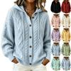Damen Zopfmuster Cardigan Knopfleiste Übergroßer Pullover Mantel für Herbst Winter