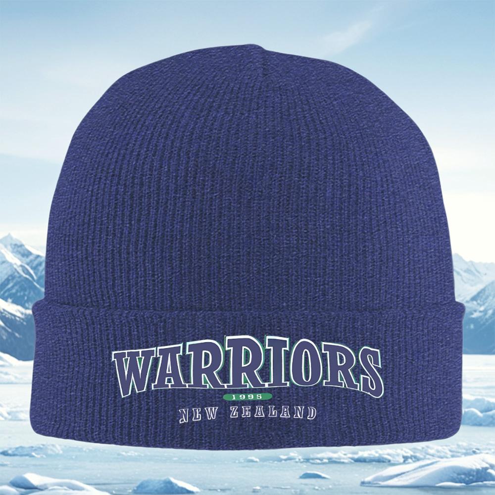 

Warriors team text vintage emblem design Men Women Unisex Knitted Hat Beanie Pullover Cap Winter Thermal Warm Christmas Outdoor