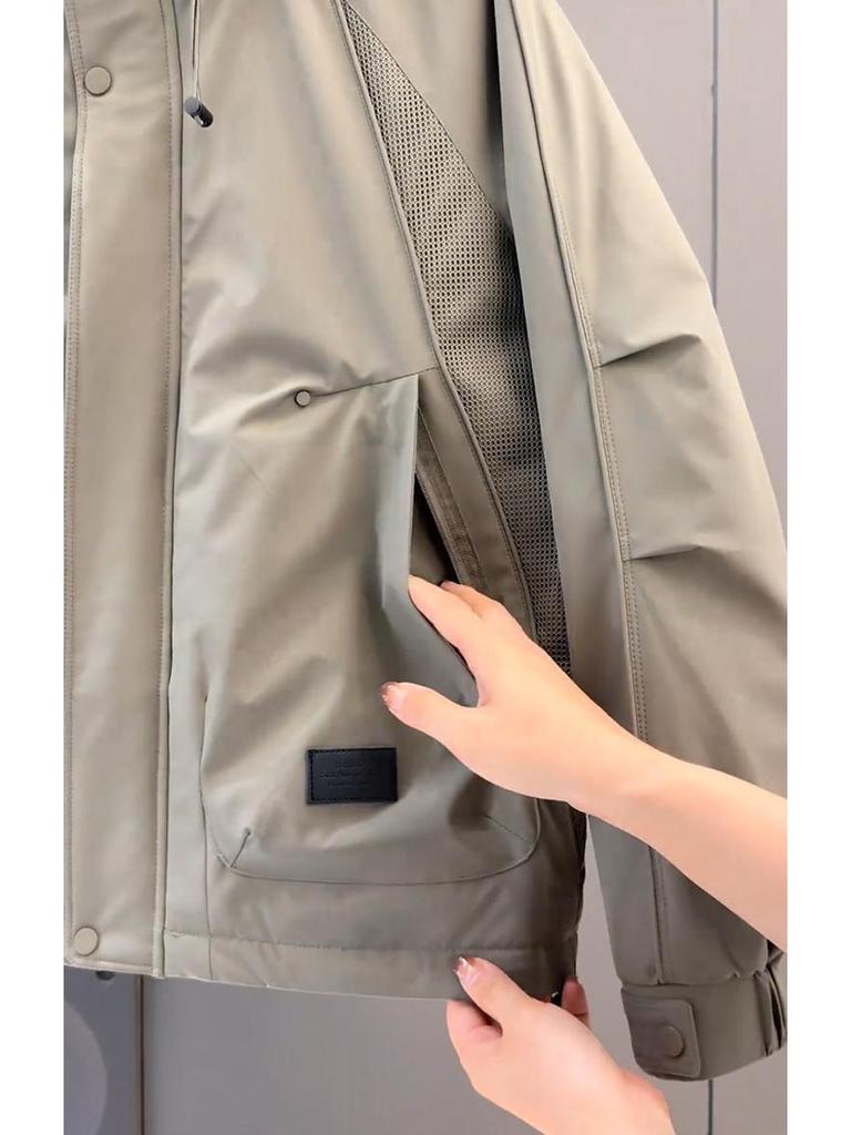 Men's Hooded Cotton Windbreaker Jacket - Casual, Versatile, Handsome Workwear for Youth
