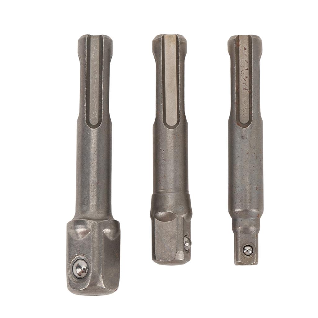3Pcs Set Impact Drill Bits SDS PLUS Socket Adapter Converter 1 4 3 8 1 2