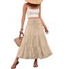 Summer 2025 Europe Cross-border Casual Long Elastic Waist Skirt with Drawstring