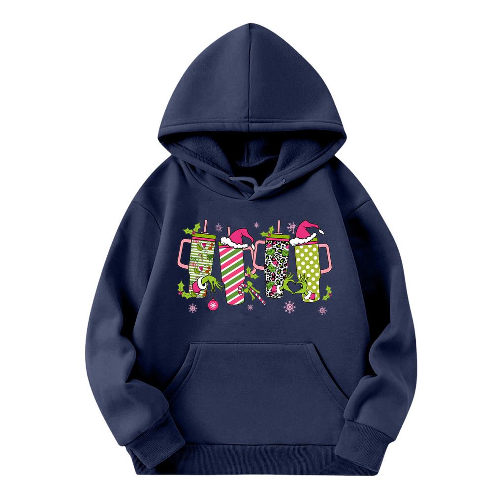 Child Fashion Lightweight Long Sleeve Pullover With Pockets Print Hoodie