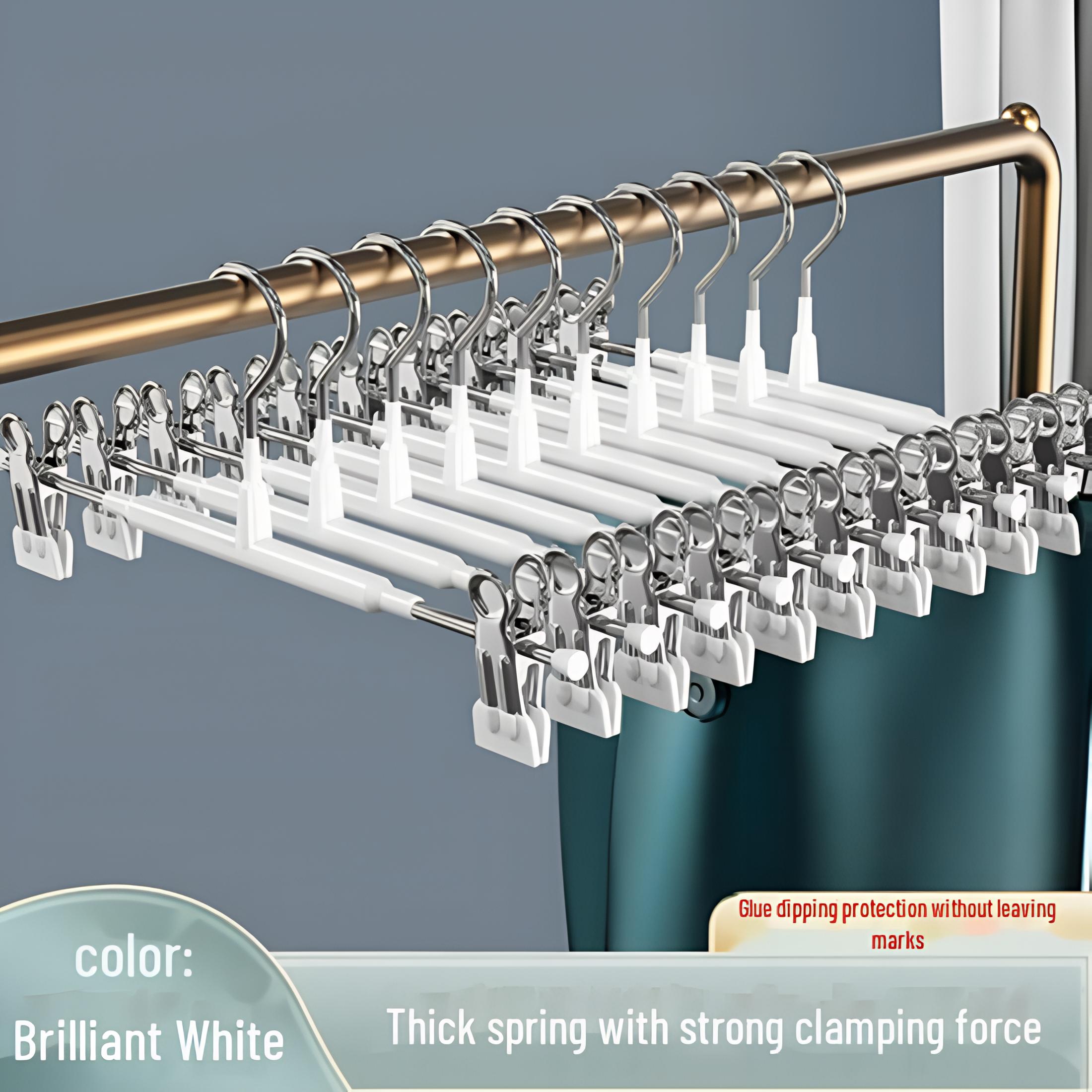 

1/5 шт. зажим для вешалки из нержавеющей стали для брюк, зажим для гардероба, противоскользящая прищепка для брюк, вешалка для юбки 1PCS белый