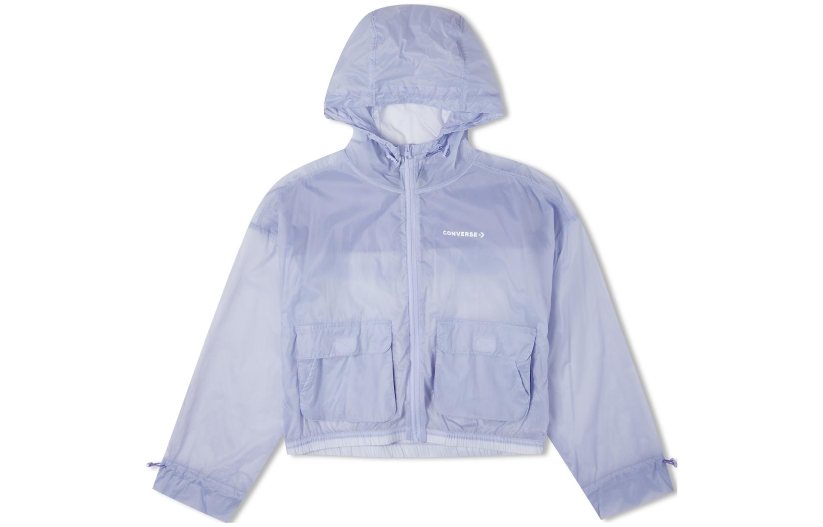 Converse TRANSPARENT Jackets Women s Purple Hooded Thin Other 10023200-A02 S