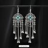 Niche turquoise earrings Bohemian long fringed earrings women's retro design earrings
