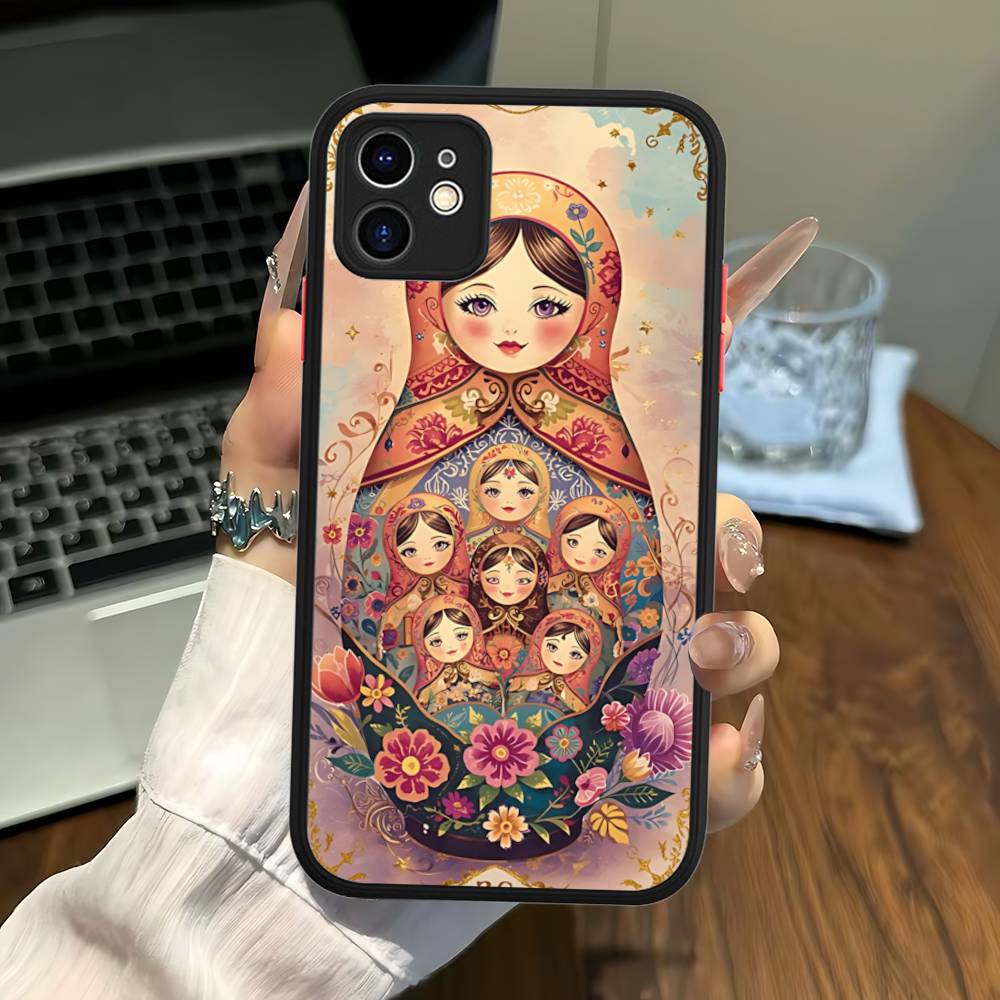 Classic Matryoshka Doll Phone Case For IPhone 16 15 14 11 12 13 Pro Max Plus 12 XS Max Back Cover Matte Case