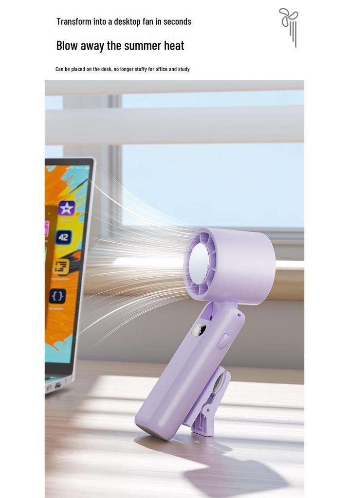 USB Portable High-Speed Handheld Fan with Digital Display and Back Clip