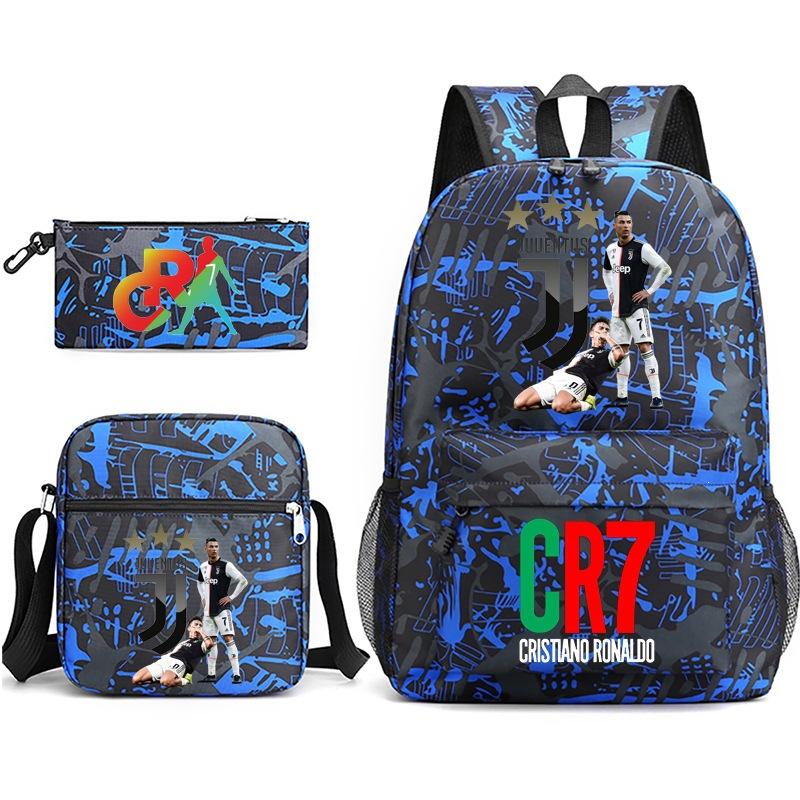 Mochila escolar de gran capacidad con correa para el hombro; set de tres piezas para estuche de lápices de estudiante