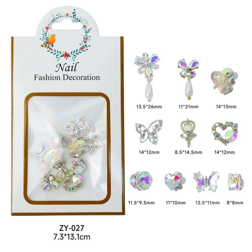 Nail Art Accessories: Alloy Rhinestone Set with Bow, Heart, Fishtail DIY Decorations