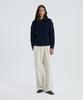KNITTED Soft Cotton Drop Shoulder Waffle Knit Navy