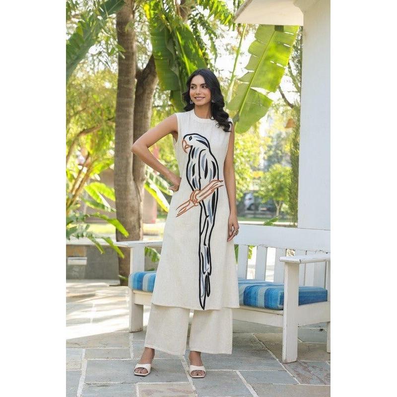 Indian Bollywood Cotton Kurta Pant Set Party Wear Top Tunic Sleeveless Kurti VSO-1731 C