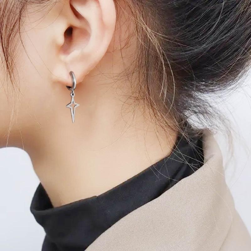 Schwarz Silber Farbe Kleine Kreuz Stern Ohrringe für Damen Mädchen Einfache Koreanische Mode Ohrstecker Ohrring Trend Schmuck