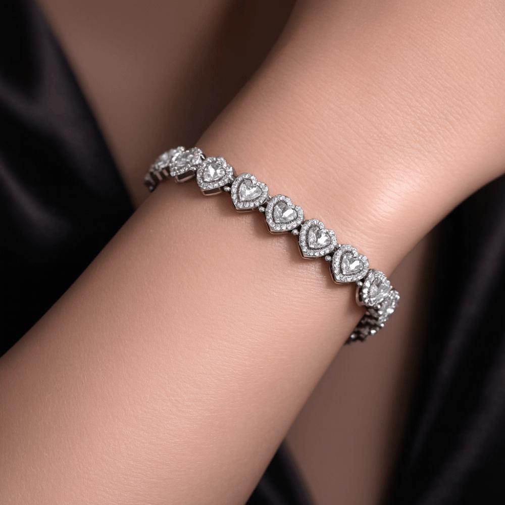 Hip Hop Stil Herzförmige Strassstein Halskette Zink Zink Zinklegierung Tennis Kette Choker Hochzeit