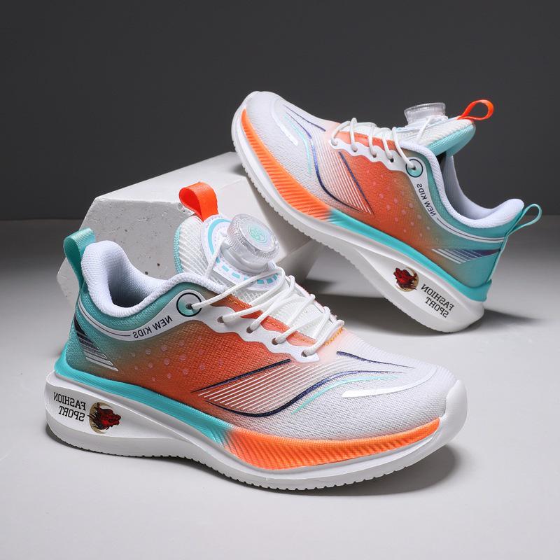 Boys' Red Hare Breathable Mesh Running Shoes with Rotating Buckle – Trendy, Wear-Resistant Autumn Sports Sneakers for Students
