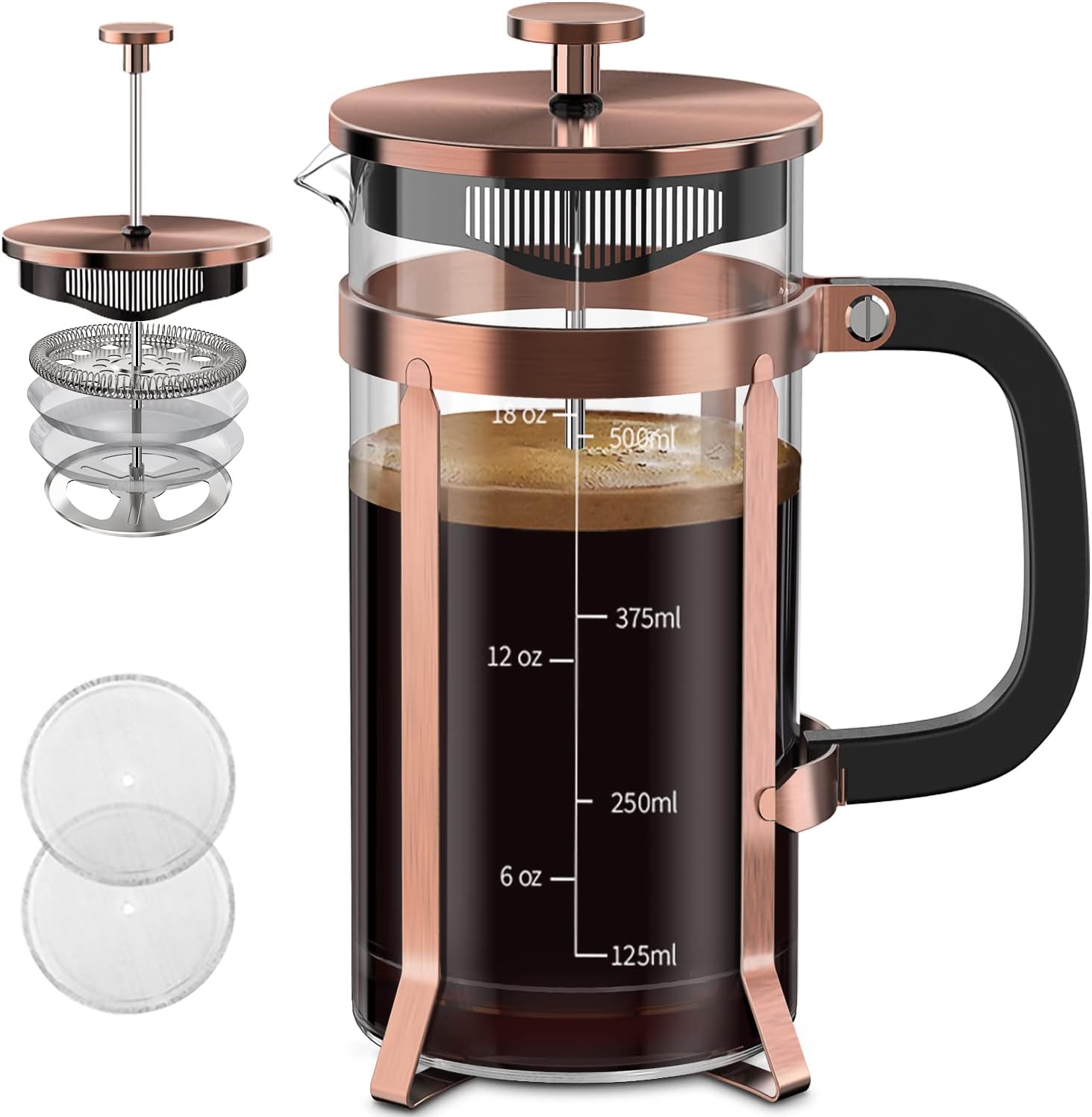 

Coffee Maker 304 Stainless Steel French Press with 4 Filter, Heat Resistant Durable, Easy to Clean, United States