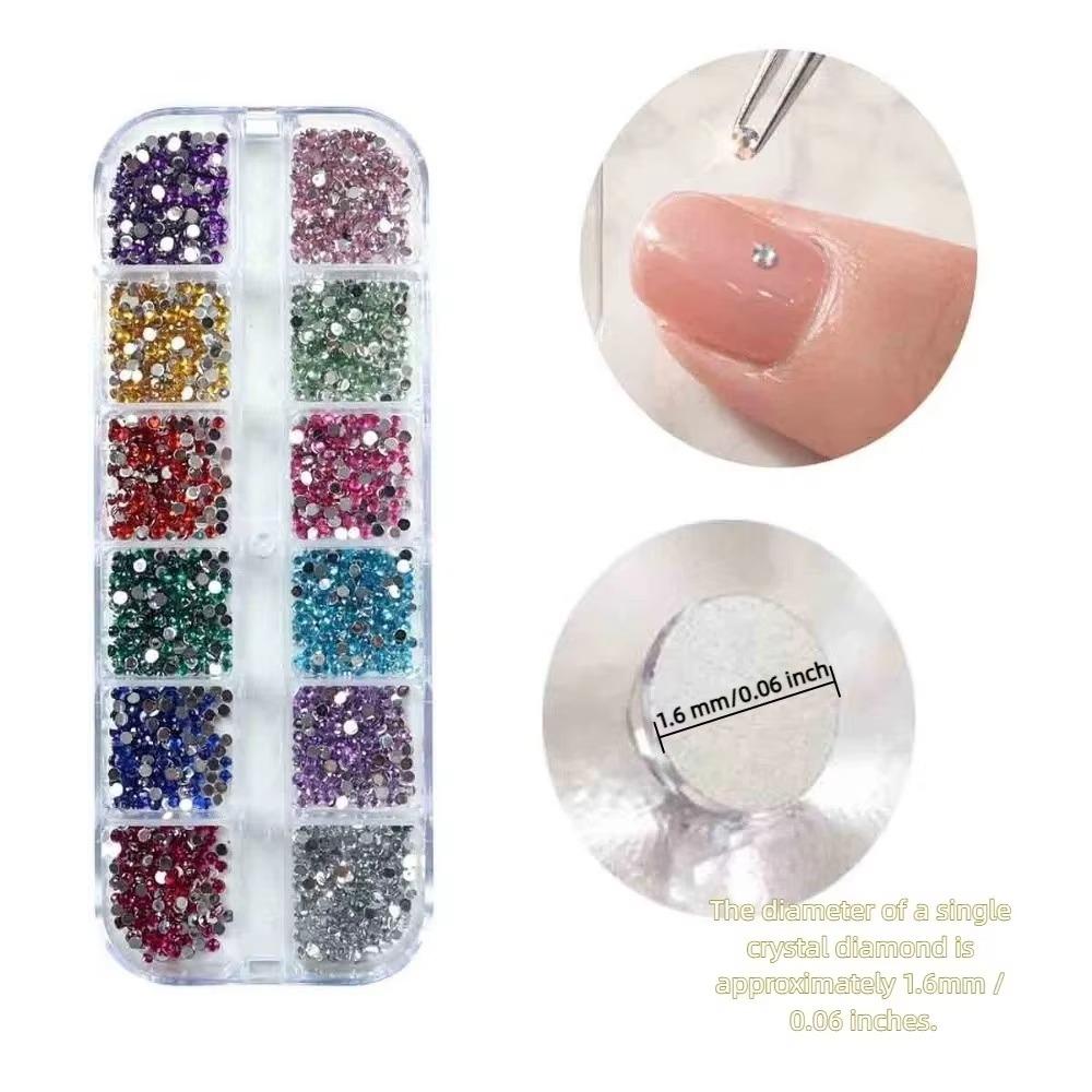 Shiny Nail Rhinestone Charms 12 Grids Multi Size Nail Glitter Sequins New 3D Nail Decor Nail Art