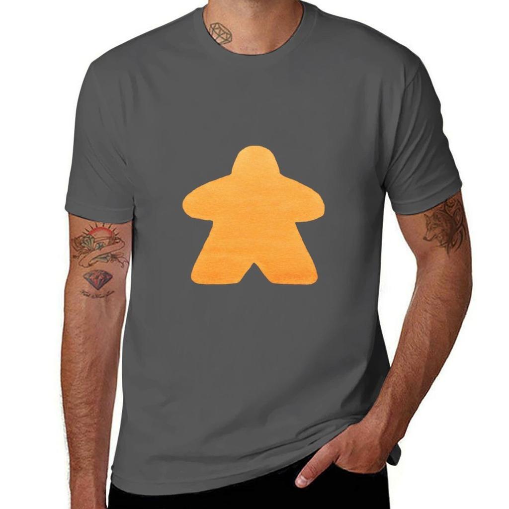 Orange Player Watercolour Board Game Meeple TShirt Retro Style Print Casual Top