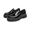 Men's Loafers New British Style Business Dress Glossy One-pedal Big Head Shoes Thick Sole Heightening Casual Leather Shoes