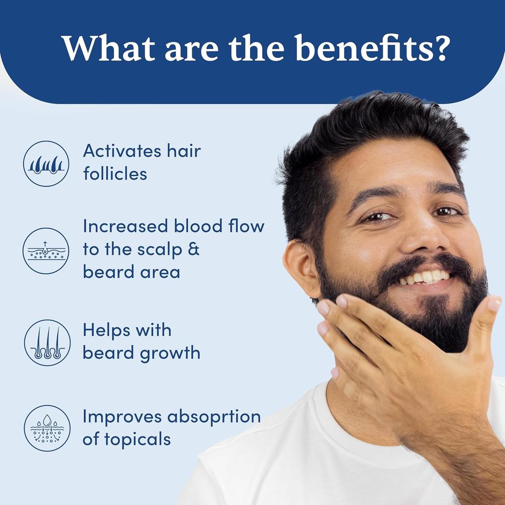 Man Matters Advanced Derma Roller 0,5 mm Titan-Nadeln zur Stimulierung des Bart- und Haarwuchses, Sicher und Einfach zu Bedienen