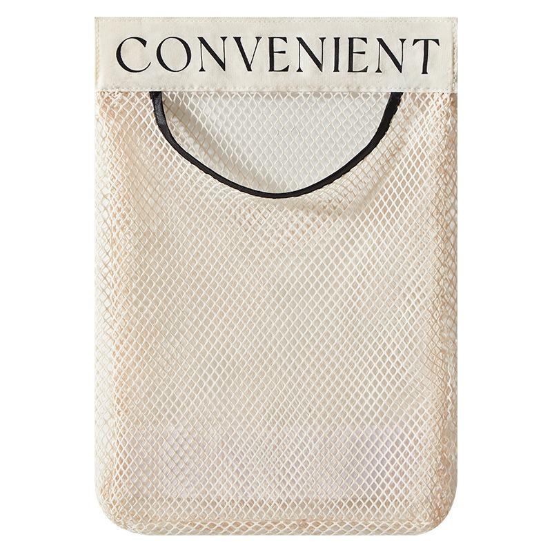 Wall-Mounted Kitchen Trash Bag Organizer with Velcro Mesh Pocket