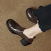 Fashion 2025 New Spring Genuine Leather Women Shoes Round Toe Women Pumps Brogue Designs Shoes for Women High Heel Loafers Ladies Shoes