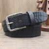 Retro Crocodile Grain Leather Belt for Men – Versatile Genuine Cowhide with Pin Buckle, Stylish for Mid-Aged and Youth Trousers.