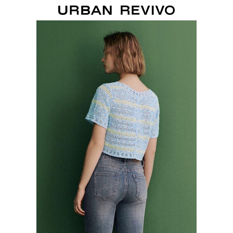 UR Women's Hollow Floral Short Sleeve Knit Cardigan