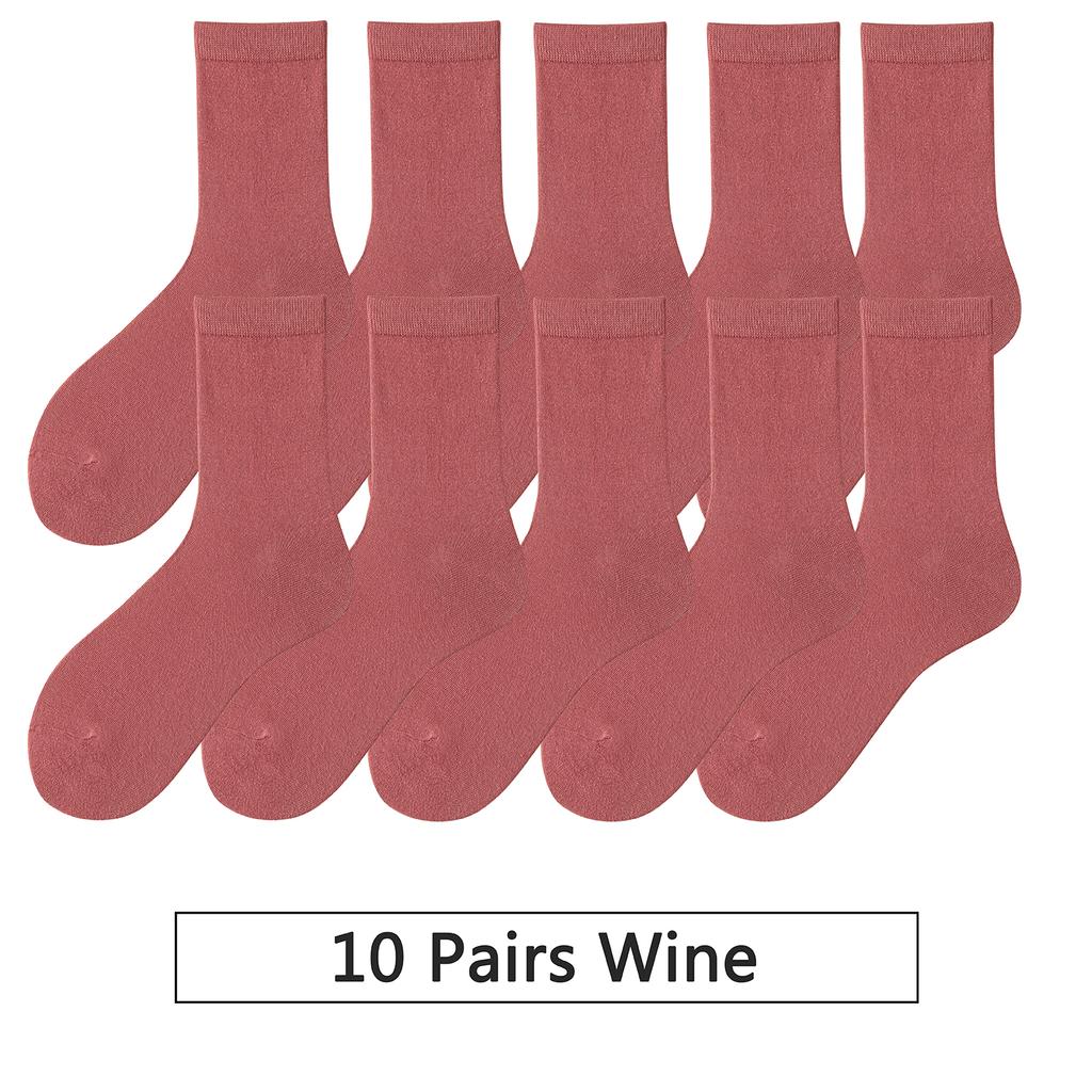 10 Pairs/Lot New Woman Cotton Socks Men Sock Solid Color Autumn Spring For Female's Soft Breathable Colorful Girl