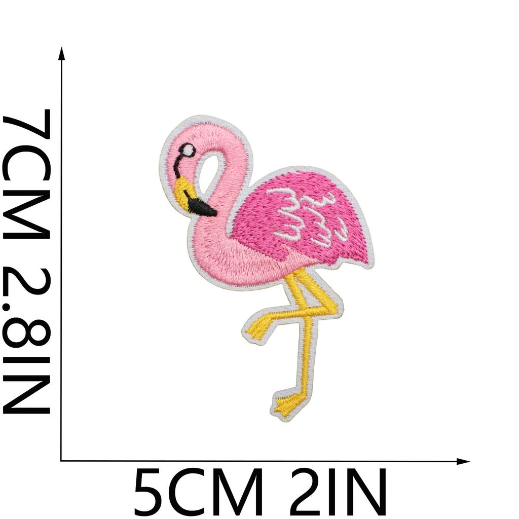 Flamingo Big Bird Embroidery Cloth Sticker Bag Decoration Cartoon Flamingo Patch Sticker Computer Embroidery Label Pink Love Bird