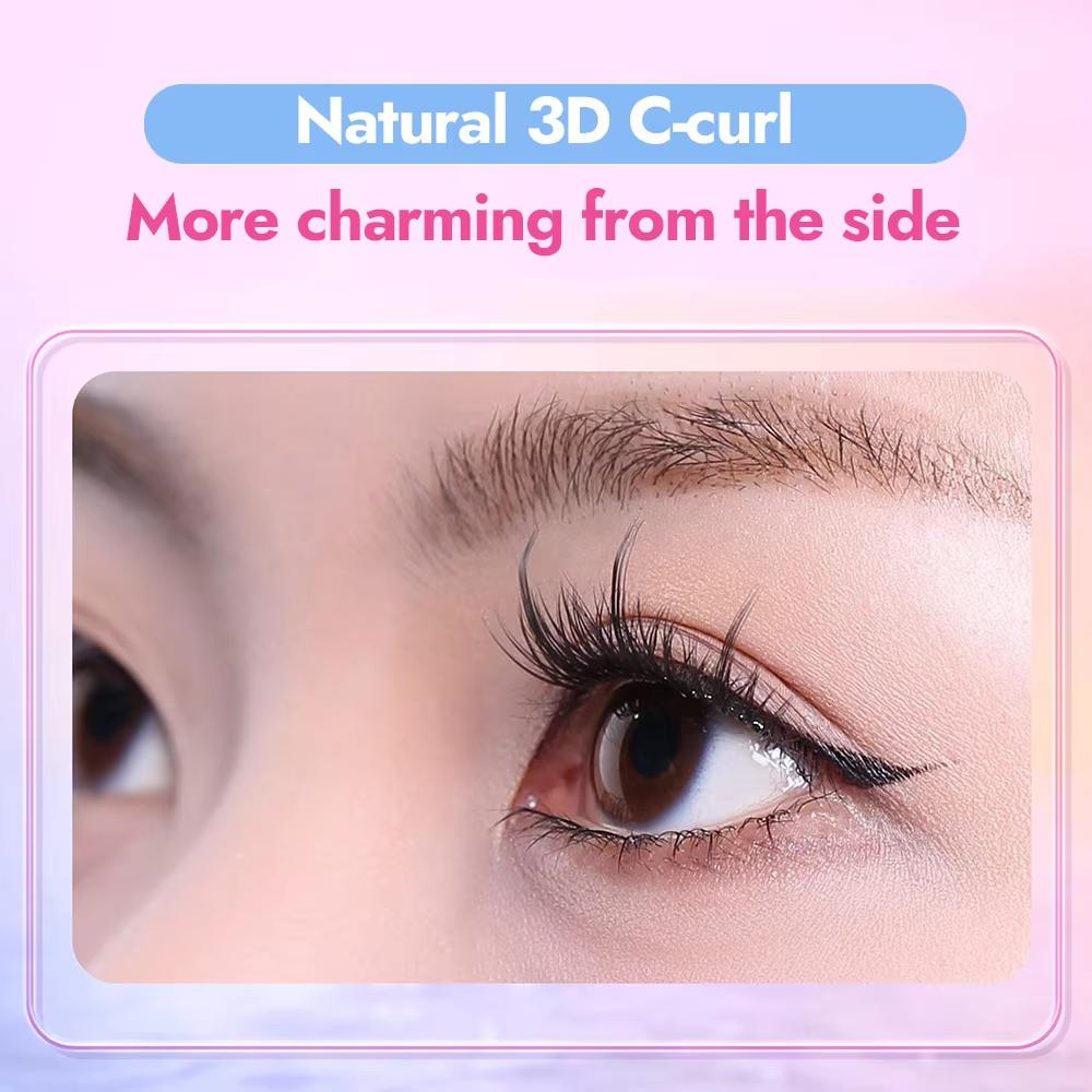 10 Rows Large Capacity Glue-free False Eyelashes Single Cluster 10-12MM C-curled Natural Self-adhesive False Eyelashes