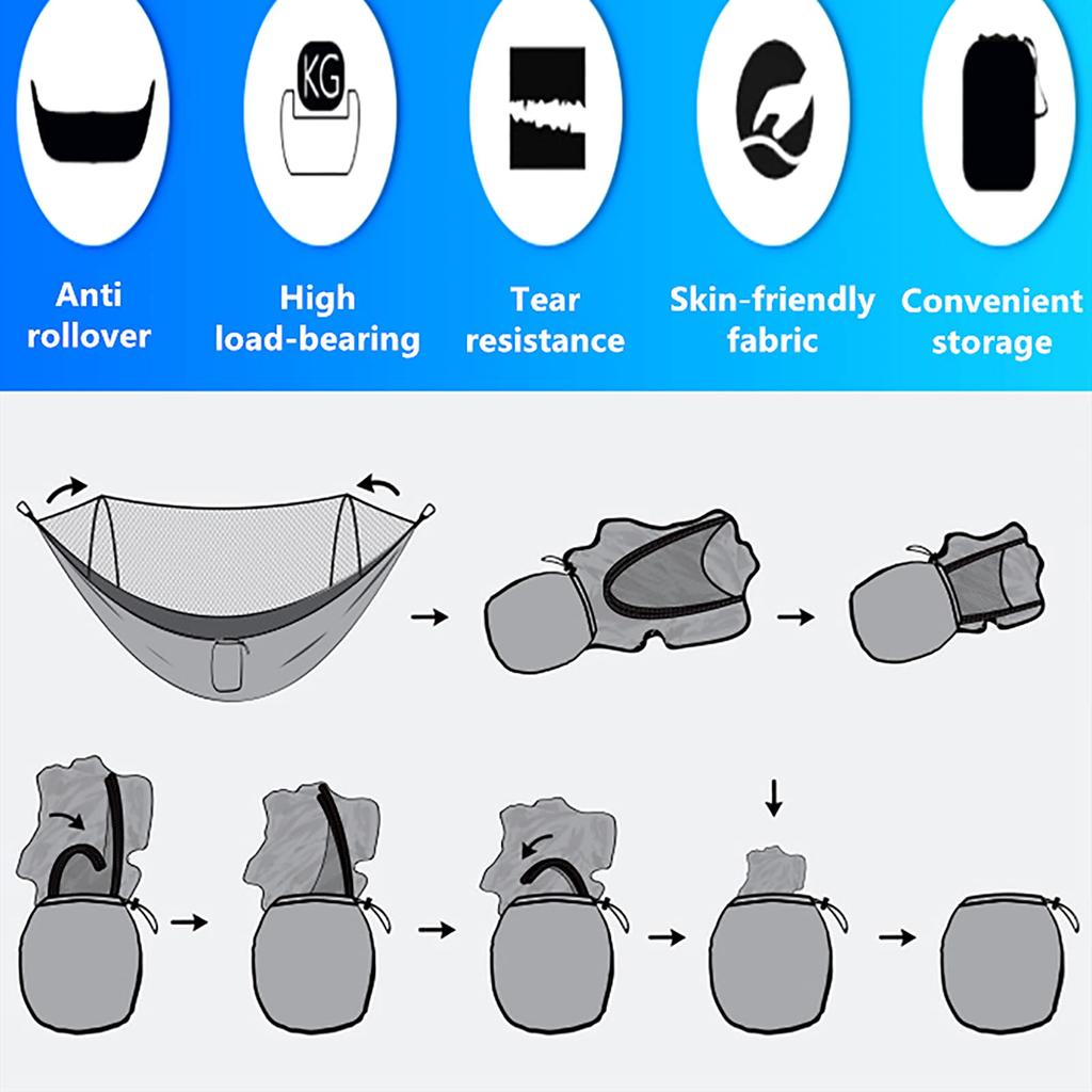 Ultimate Outdoor Double Hammock with Mosquito Net , Heavy-Duty Nylon Fabric, Spacious Two-Person Camping Bed for Travel Camping