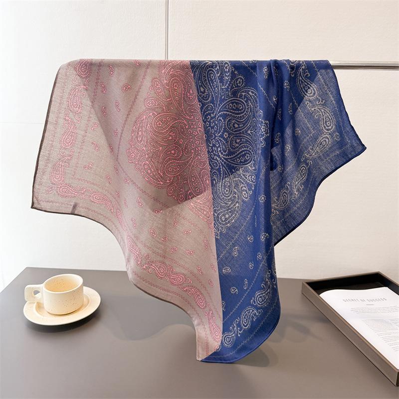 Polka Dot Style Herringbone Pattern Cotton And Linen Small Square Scarf Silk Scarf Imitation Velvet Headscarf Shawl Sun Protection Scarf Women'S Scarf