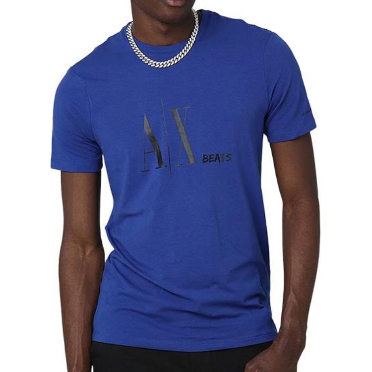 Armani Exchange SS22 Letter Print Cotton Slim Fit Crew Neck Short Sleeve T-Shirt Men T-Shirt Ultramarine-Blue 3LZTCZ-ZJE6Z-1507