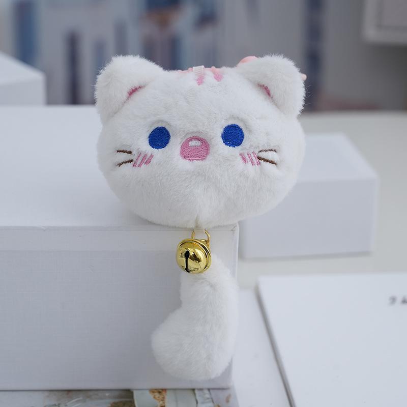 

Cartoon Fluffy Cat Plush Keychain Adorable Gift For Students And Cat Lovers White Cat