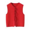 VEZFAA Women's Fashion Casual Summer Spring Solid Color Print Sleeveless O-Neck Sweaters
