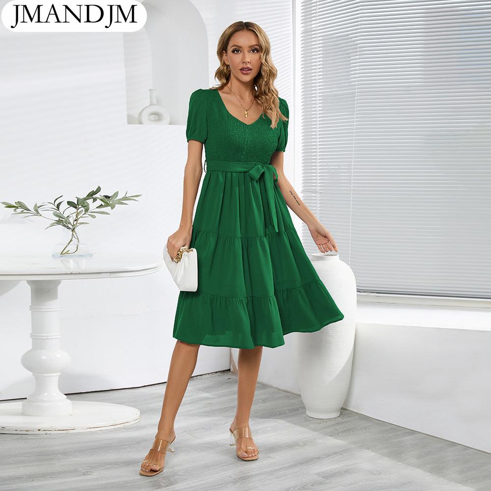 

Женские однотонные бандажные платья с круглым вырезом и коротким рукавом с клапаном и заплатками