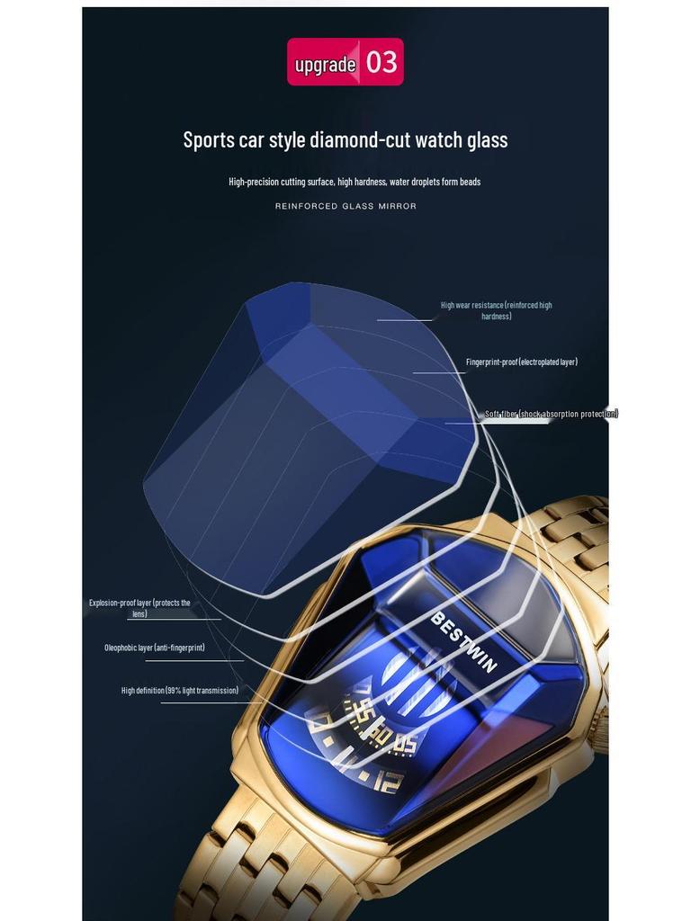 BESTWIN Diamond Alloy Quartz Watch for Men - Trendy Couple's Watch