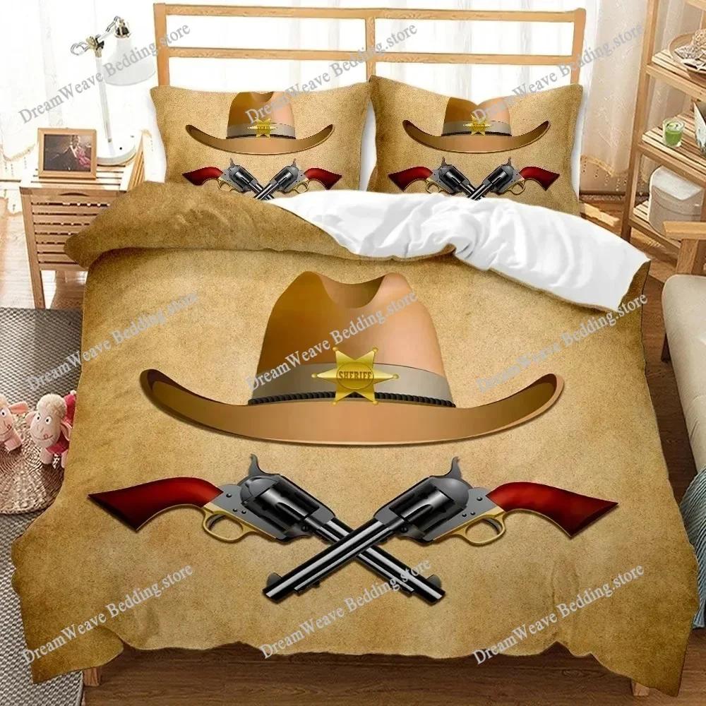 Western Cowboy Sunset Scenery Bedding Set Boys Girls Twin Queen Size Duvet Cover Pillowcase Bed Boys Adult Home Textileextile963