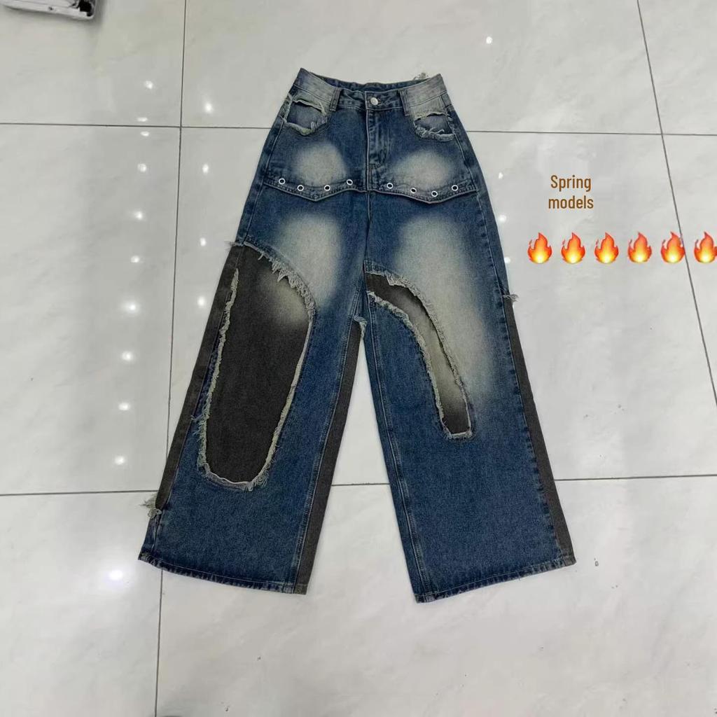 Women's Retro American Street Style Wide-Leg Jeans