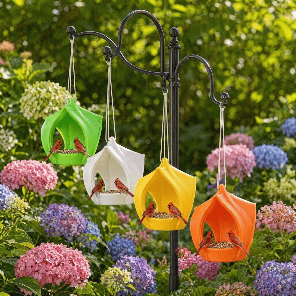 Plastic Hanging Bird Feeder Birdhouse Large Capacity Wild Bird Feeder Water-Resistant Weatherproof Bird Food Container